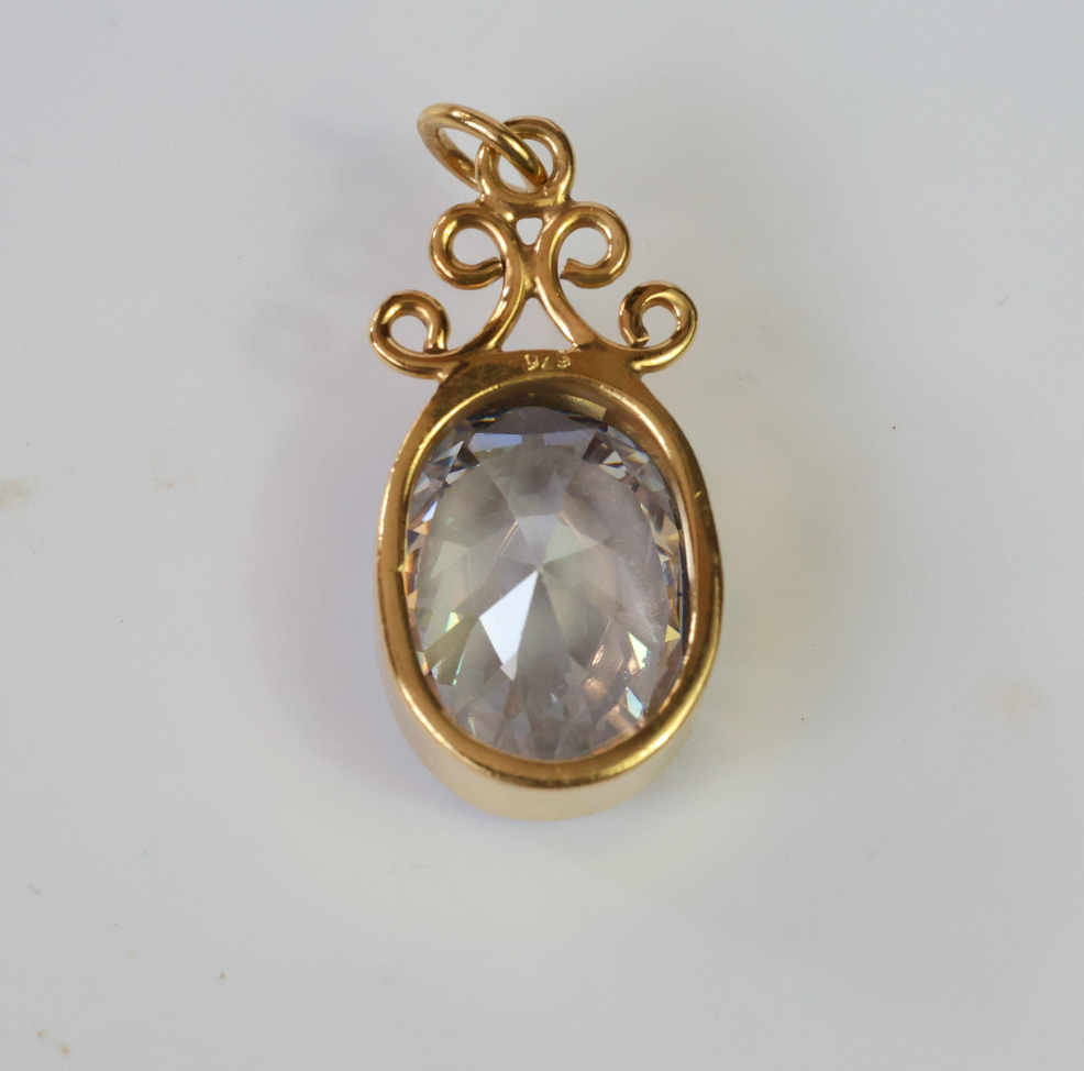 Enchanted 18ct Gold & Sterling Silver White Zircon Pendant