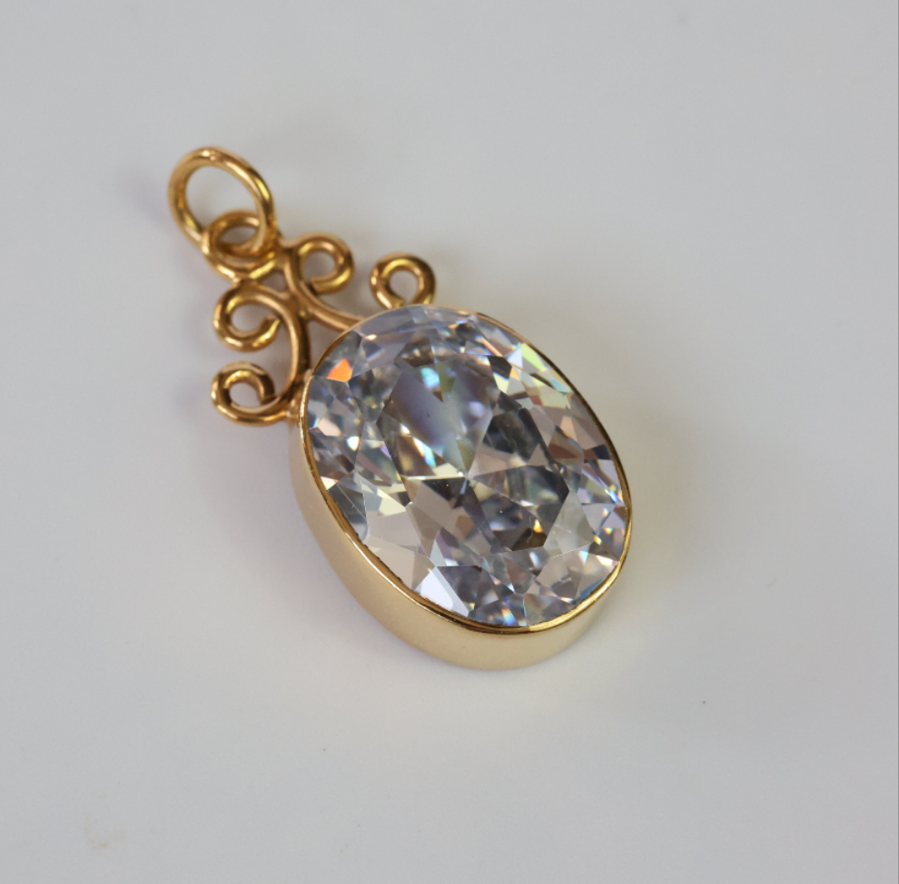Enchanted 18ct Gold & Sterling Silver White Zircon Pendant