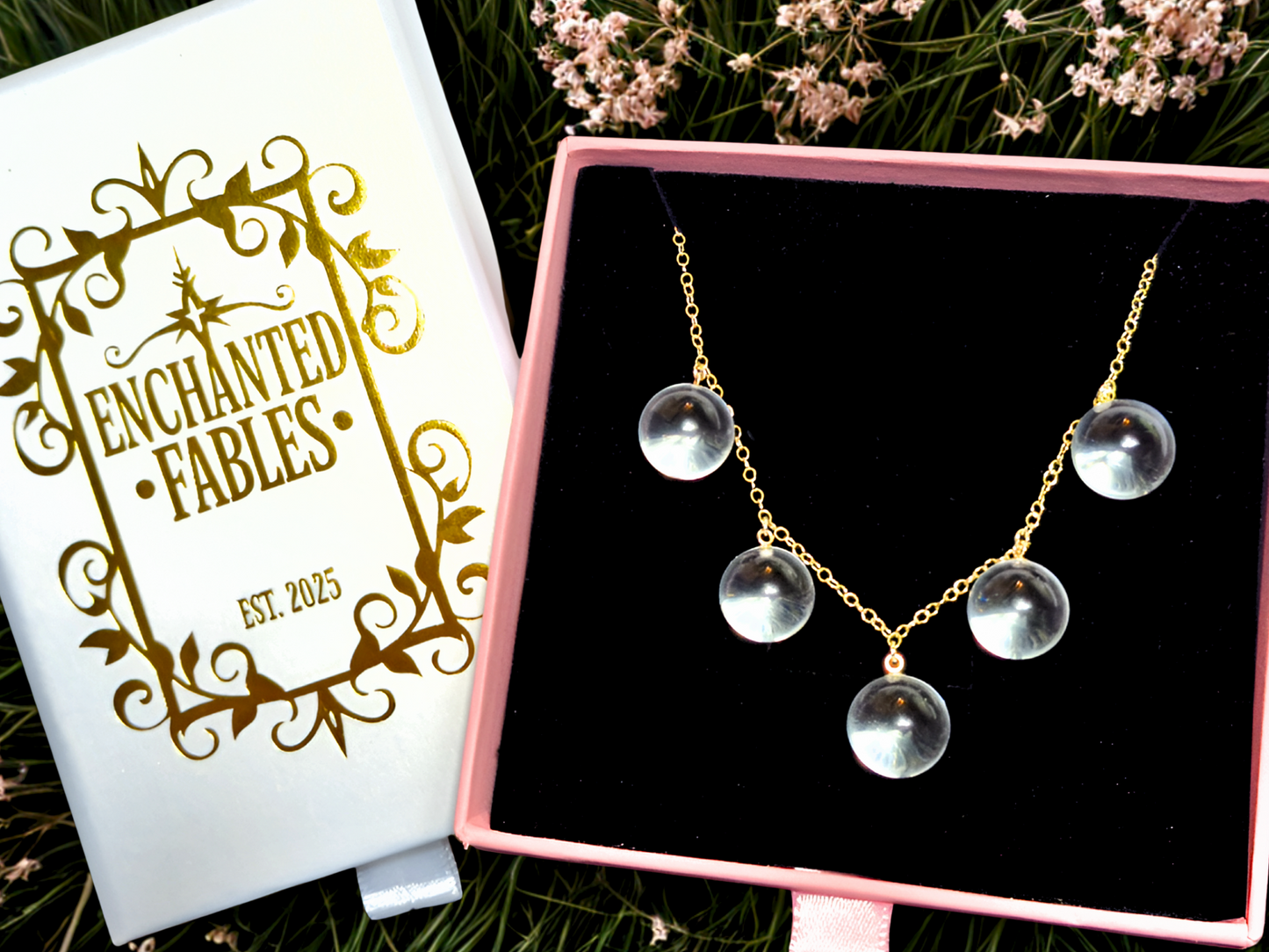Crystal Orb Necklace 9ct Yellow Gold