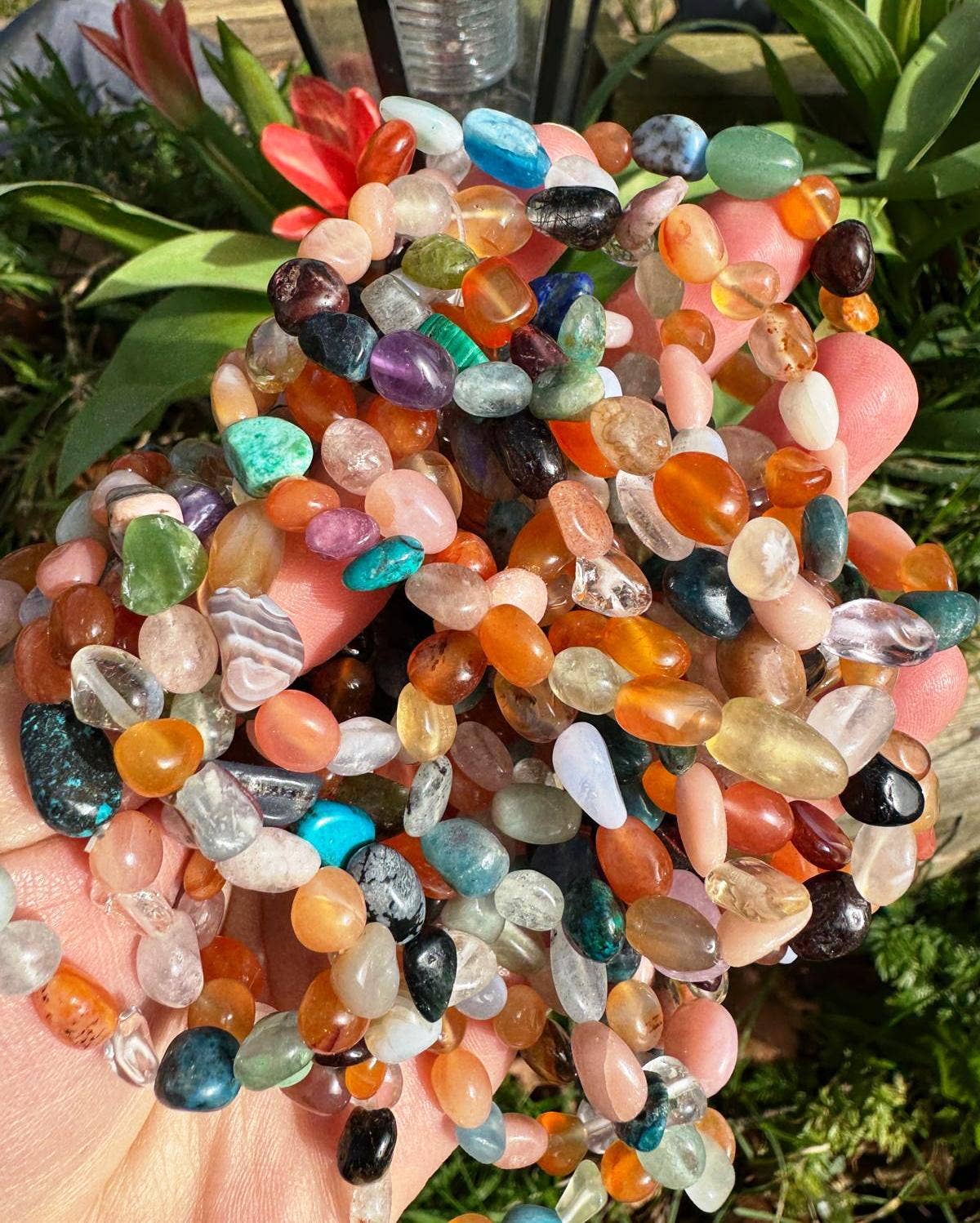 Beaded bracelet gemstone wristlet stretch comfy crystal gift - Enchanted Fables