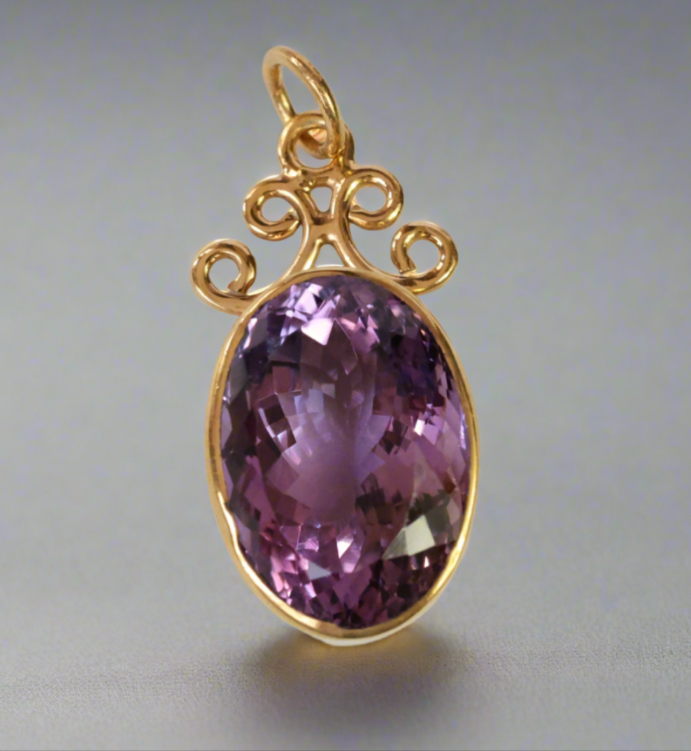 18ct Gold Vermeil Sterling Silver Amethyst Pendant