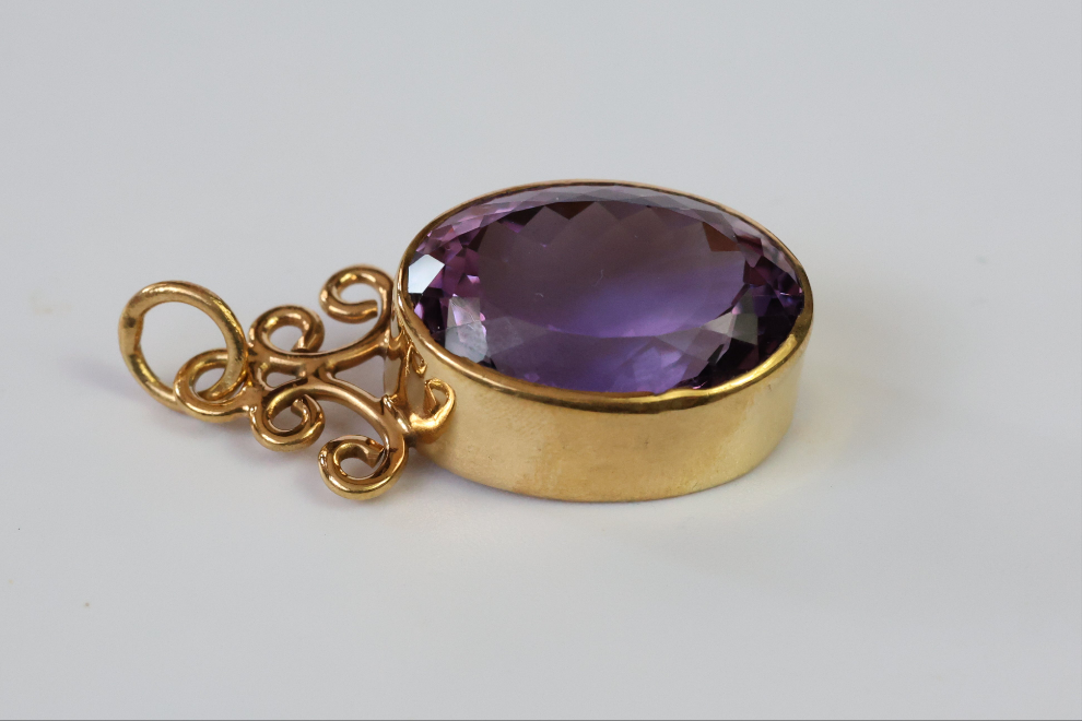18ct Gold Vermeil Sterling Silver Amethyst Pendant