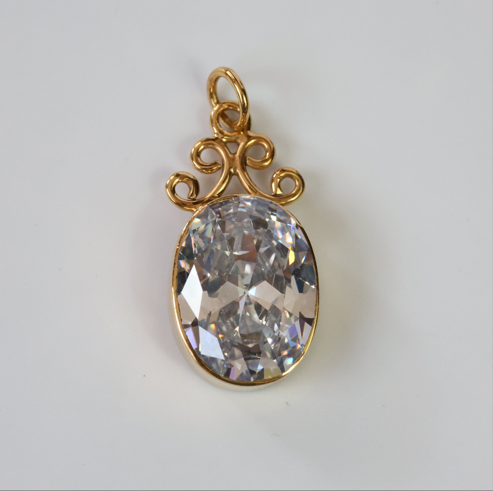 Enchanted 18ct Gold & Sterling Silver White Zircon Pendant