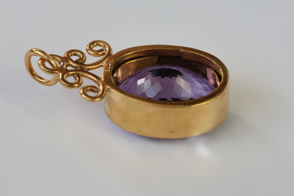 18ct Gold Vermeil Sterling Silver Amethyst Pendant