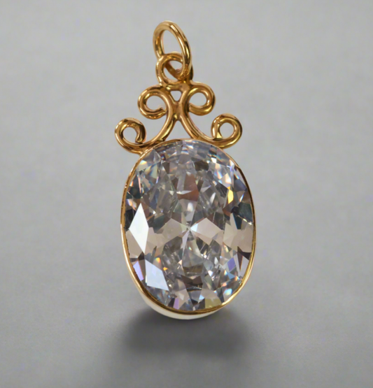 Enchanted 18ct Gold & Sterling Silver White Zircon Pendant