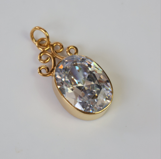 Enchanted 18ct Gold & Sterling Silver White Zircon Pendant