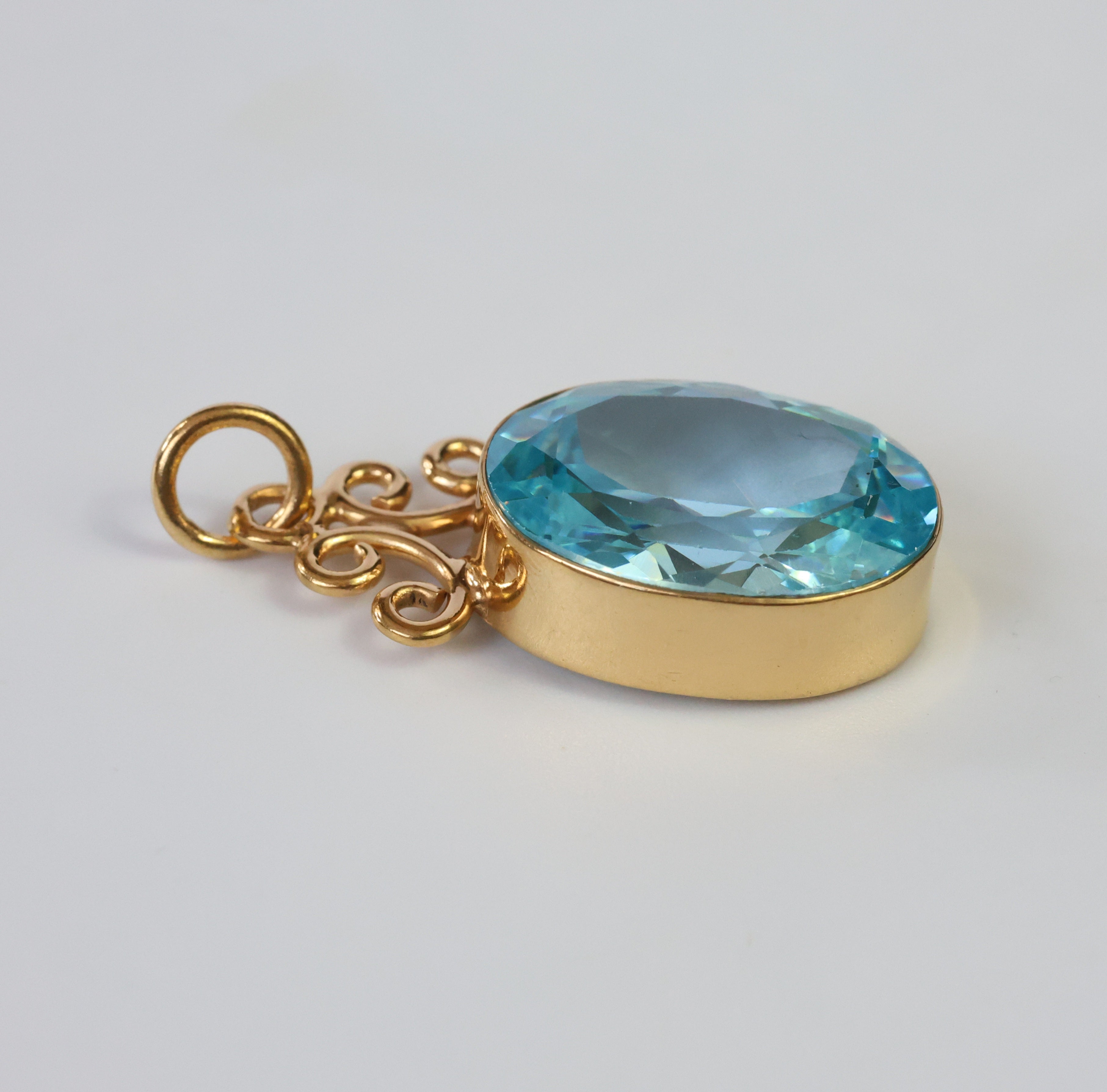 Enchanted 18ct Gold Vermeil Sterling Silver Blue Zircon Pendant