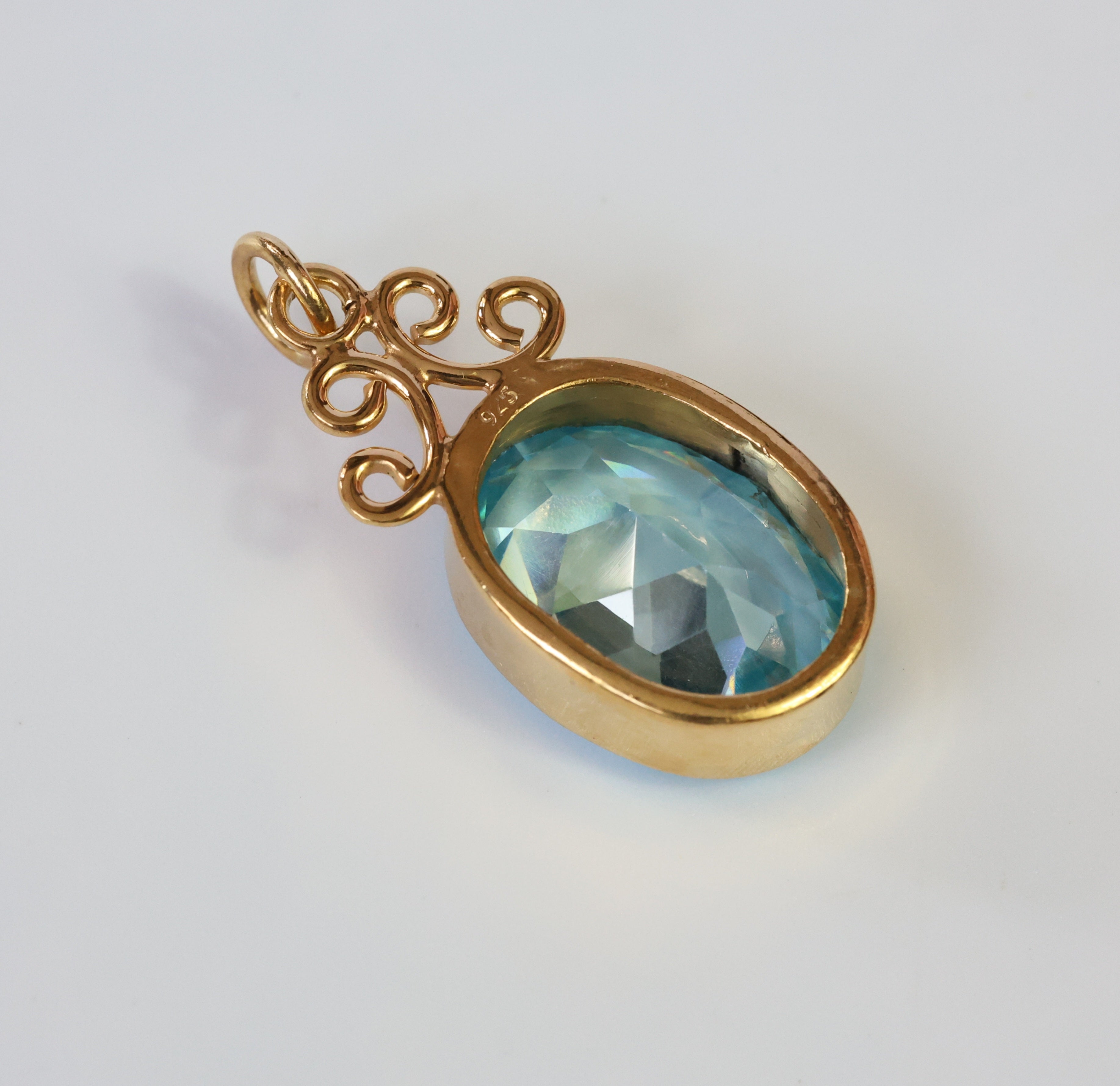 Enchanted 18ct Gold Vermeil Sterling Silver Blue Zircon Pendant