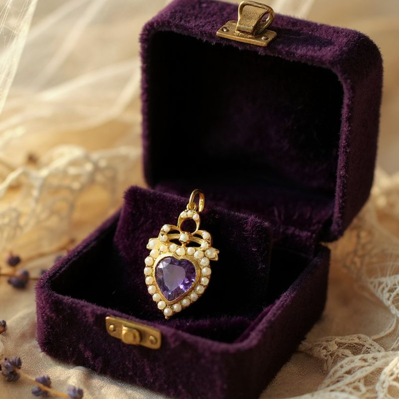 Amethyst & Pearl Heart Pendant