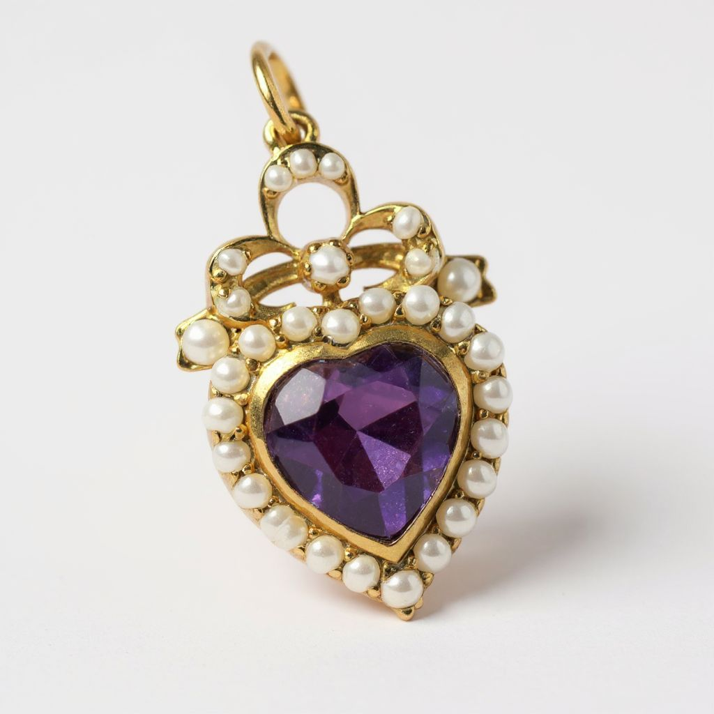 Amethyst & Pearl Heart Pendant