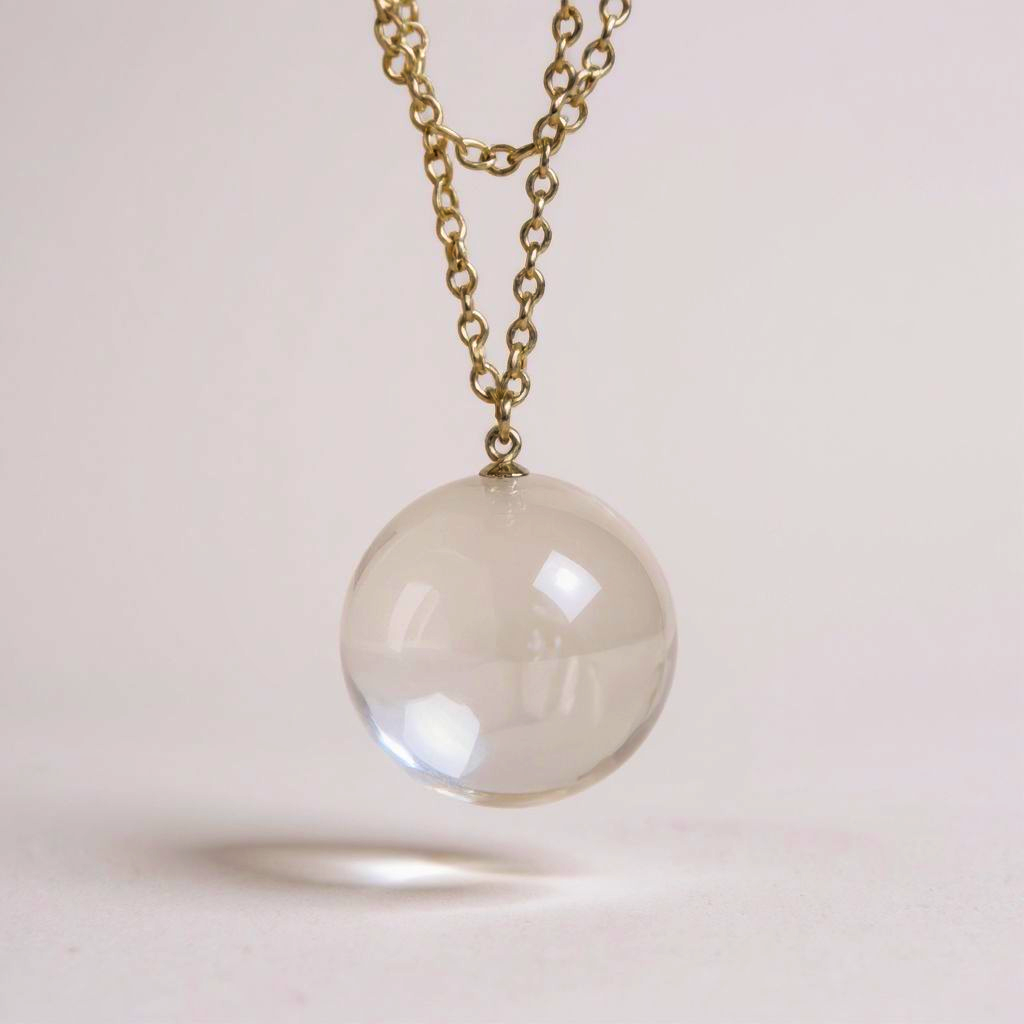 9ct Gold Crystal Quartz Orb Pendant