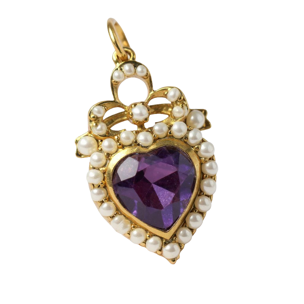 Amethyst & Pearl Heart Pendant