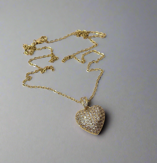 Crystal Encrusted Gold Heart Pendant