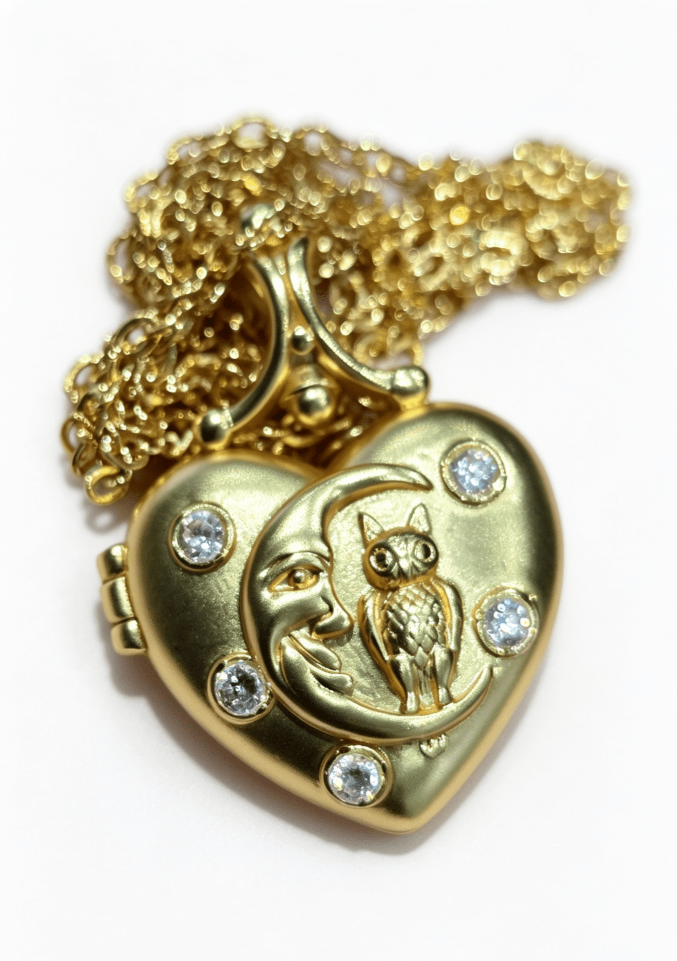 Moon & Owl Heart Locket - Enchanted Fables
