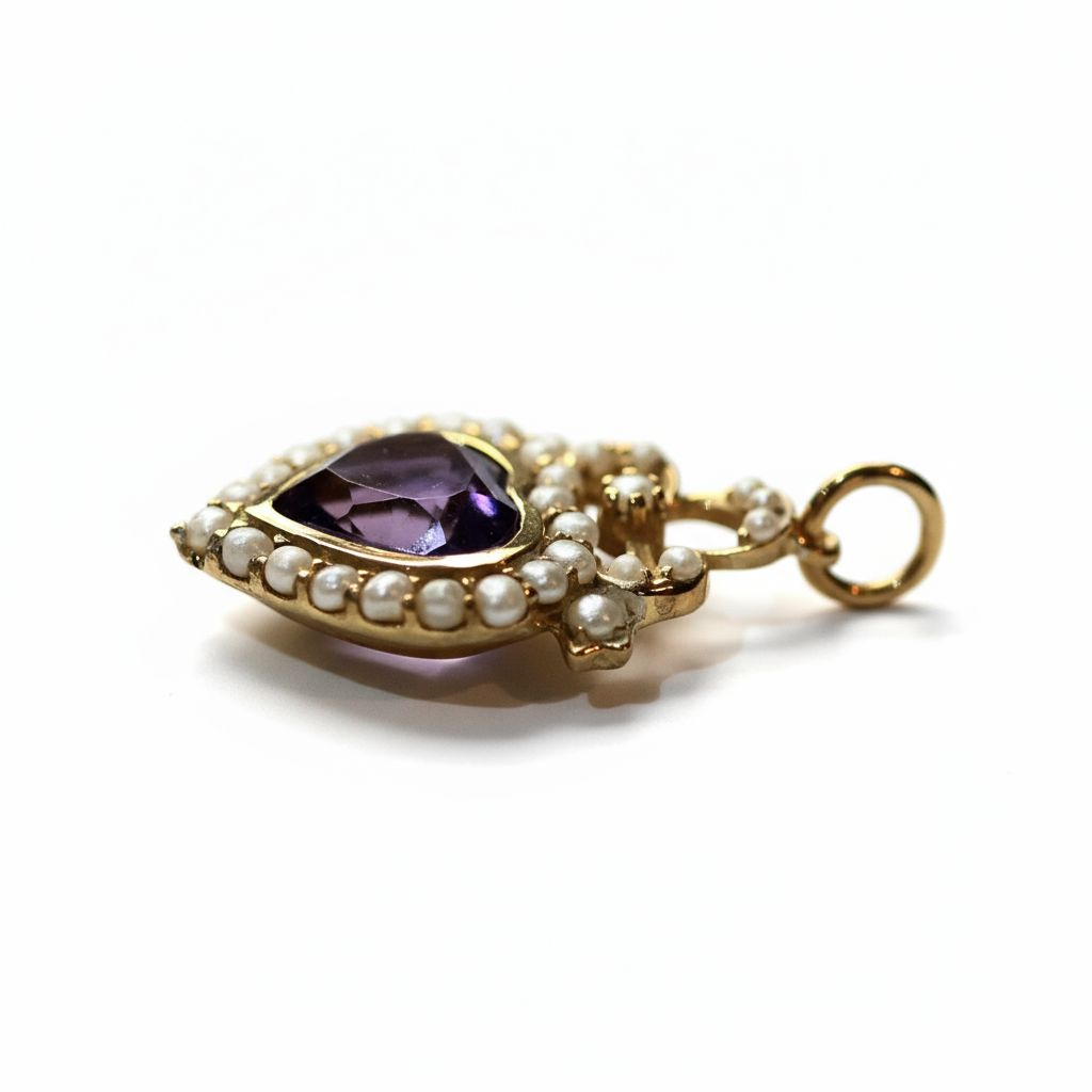 Amethyst & Pearl Heart Pendant
