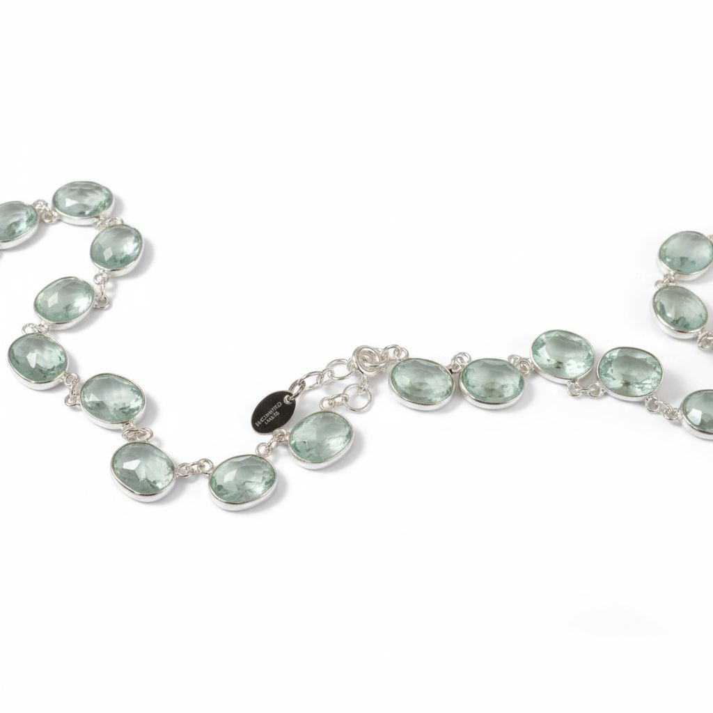 Sterling Silver Aqua Blue Crystal Rivière Necklace