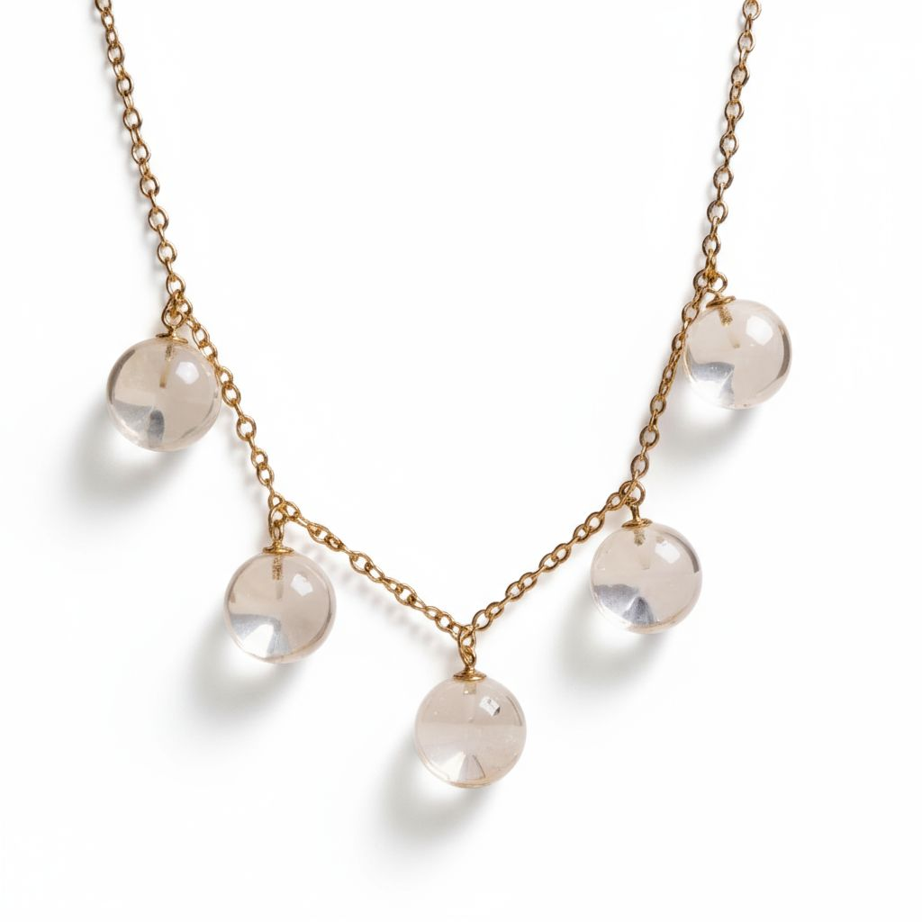 9ct Yellow Gold Multi Quartz Crystal Orb Necklace