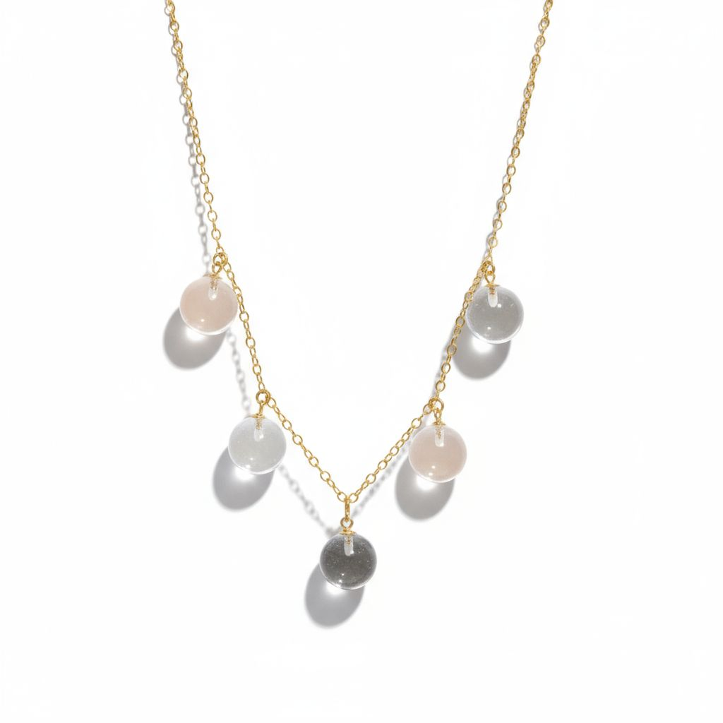 9ct Yellow Gold Multi Quartz Crystal Orb Necklace