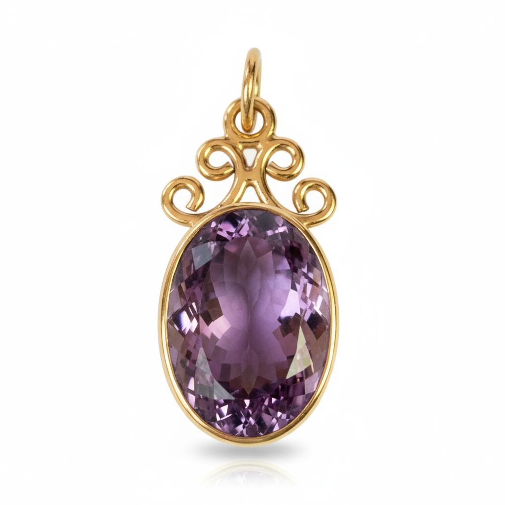 18ct Gold Vermeil Sterling Silver Amethyst Pendant
