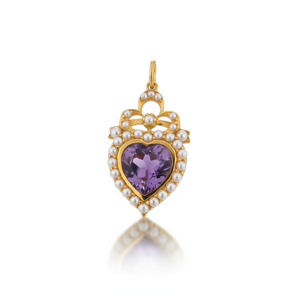 Amethyst & Pearl Heart Pendant