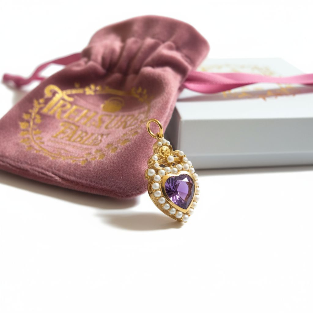 Amethyst & Pearl Heart Pendant