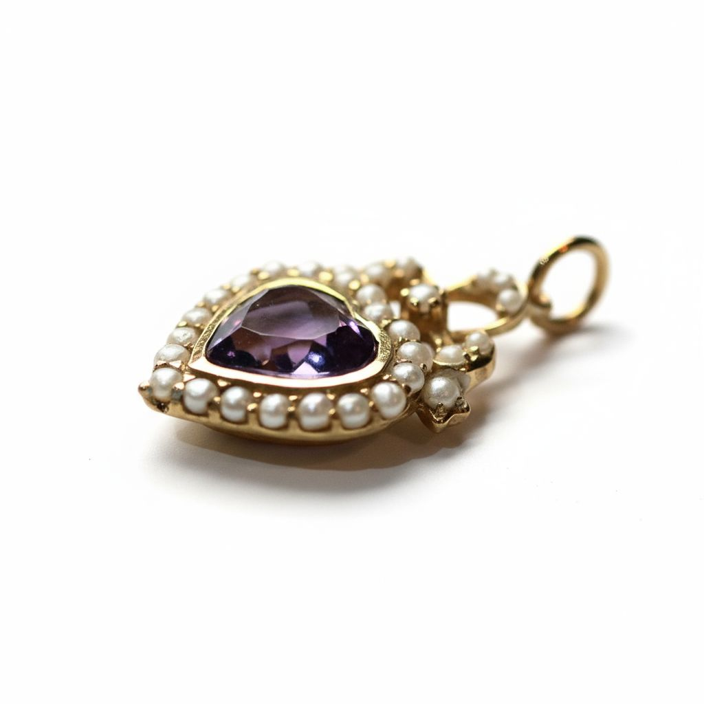 Amethyst & Pearl Heart Pendant