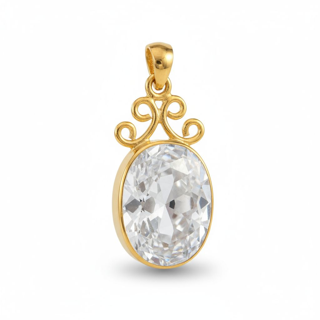 Enchanted 18ct Gold Vermeil Sterling Silver White Zircon Pendant
