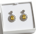 Sunbeam Sapphire Halo Earrings - Enchanted Fables